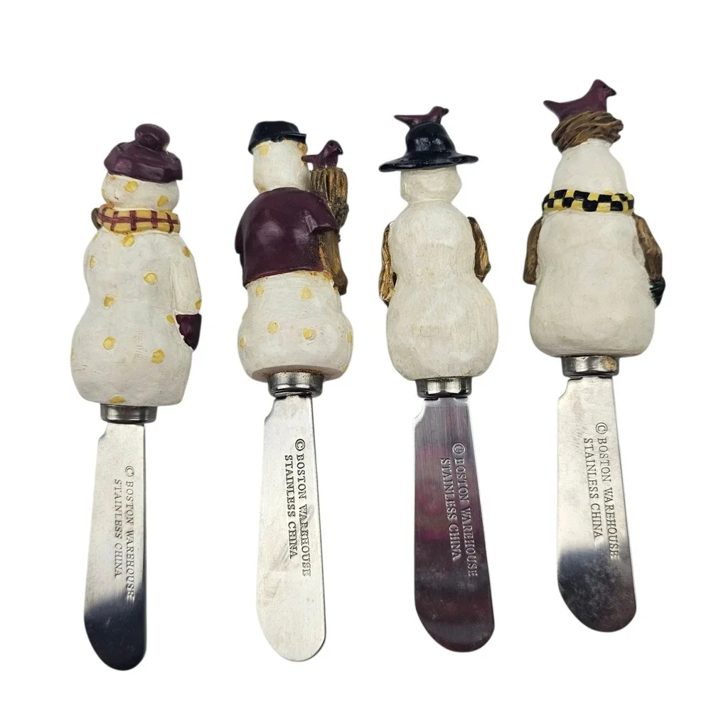 Debbie Mumm Snowman Spreader Knives Set Holiday Winter Cheese Spreaders‎